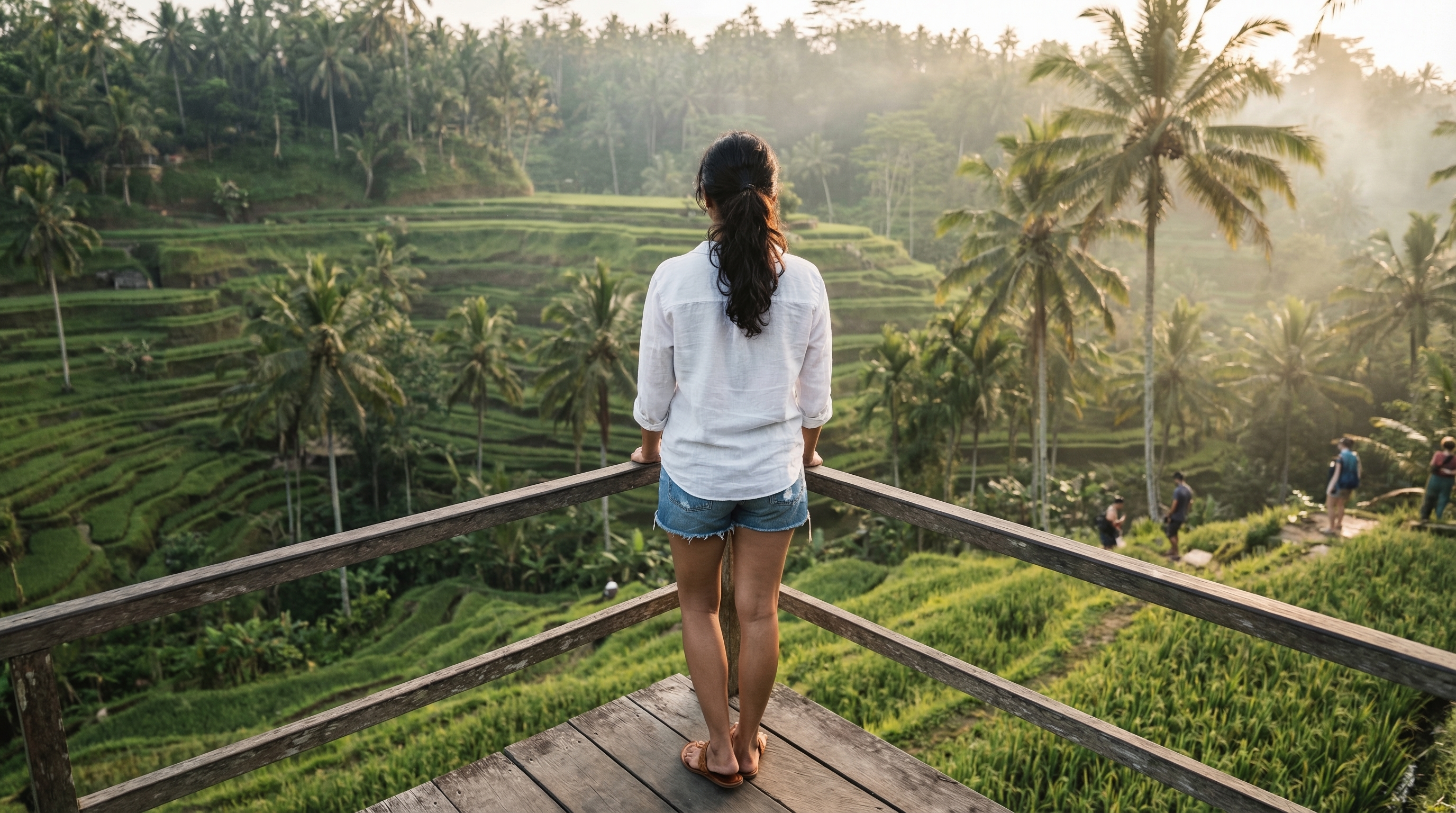 Indian woman at Tegallalang rice terraces Bali