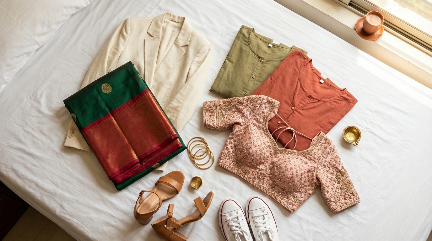 Mumbai wardrobe audit flat-lay